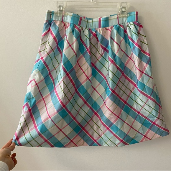 HARTSTRINGS 100% SILK CHECKERED SKIRT - Picture 2 of 13